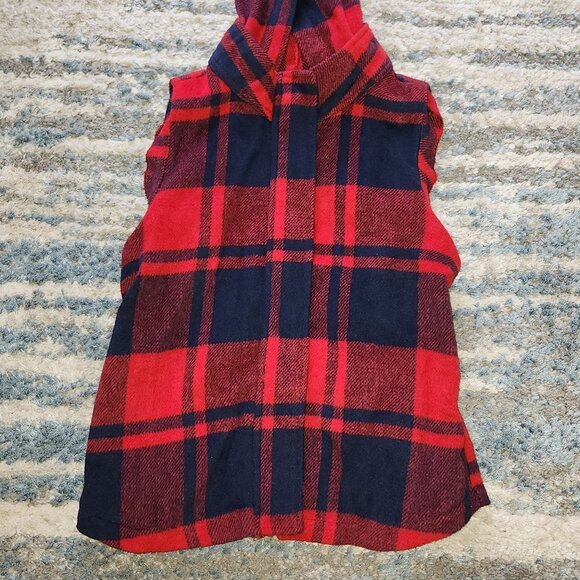 Favlux Plaid Hoodie Short Crop Zip Up Vest Women’s - Red/Navy || Med EUC - Picture 2 of 10